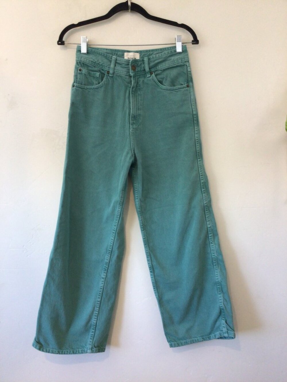 Sezane Denim Teal Wide Leg Jeans Organic Cotton